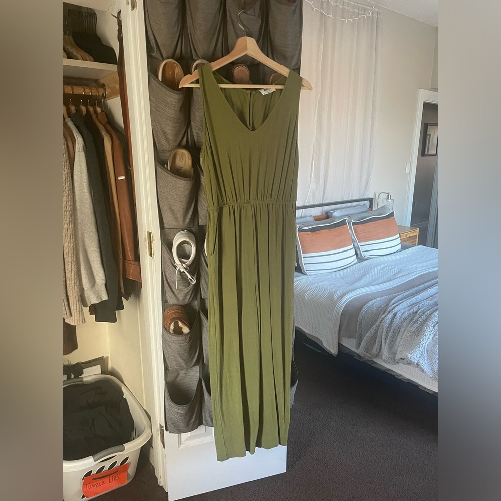 SOLD Green Romper Jumpsuit, ankle length